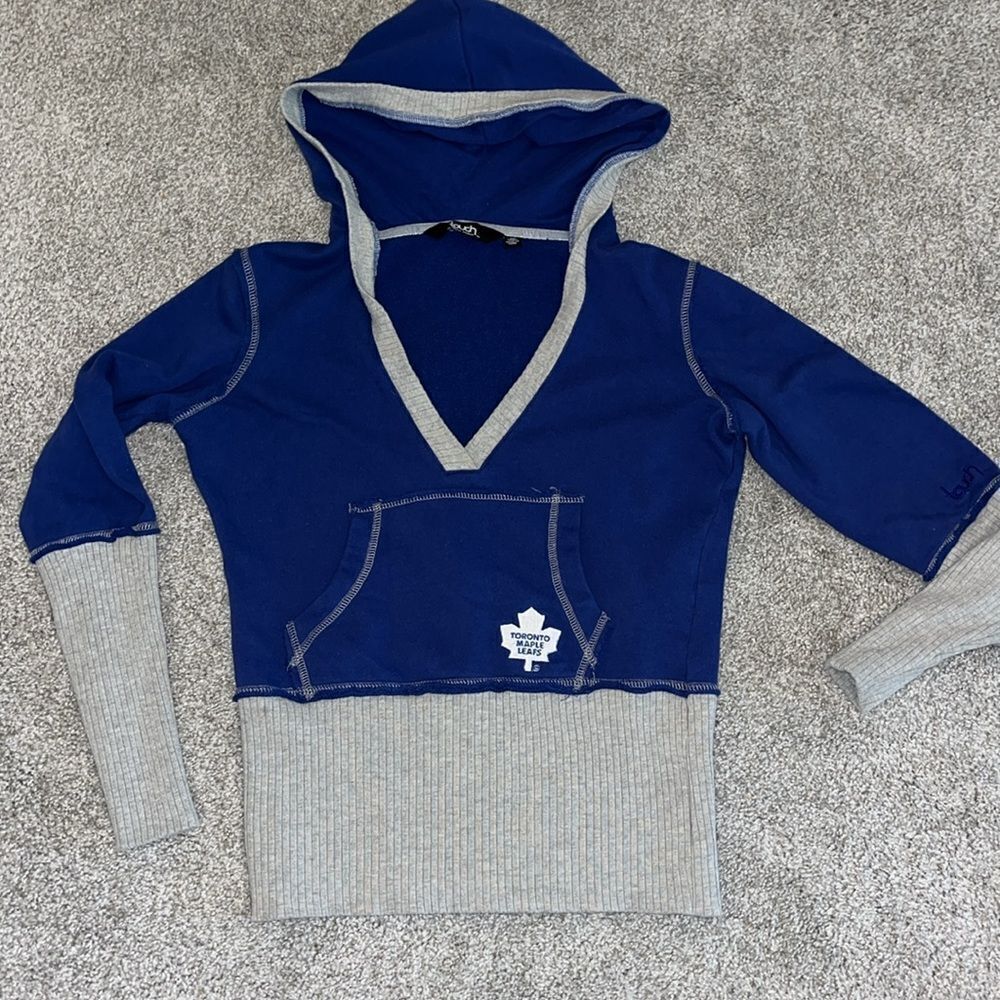 Sexy women’s  V-Neck Toronto Maple Leafs NHL Hockey Hooded hoodie sweatshirt M